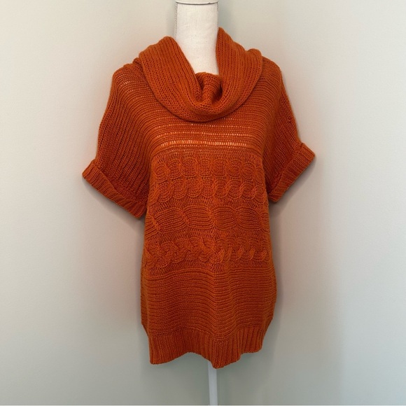NEW Micheal Micheal Kors Alpaca blend orange cable knit cowl neck sweater large - Picture 1 of 8